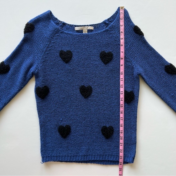 LC Lauren Conrad Blue and Black Heart Sweater, Extra Small - Picture 3 of 9